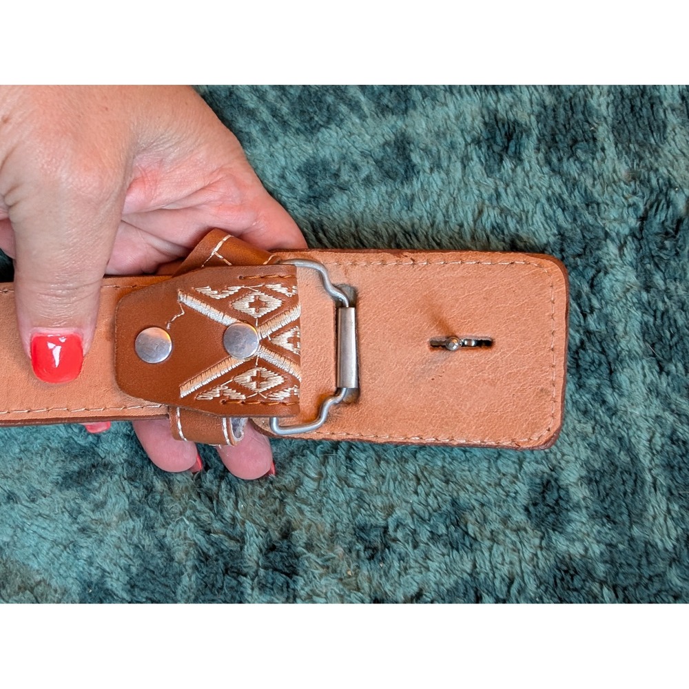 Authentic Mexican Leather Western Belt Size 40 Embroidered Horse Charro Vaquero - Picture 6 of 9